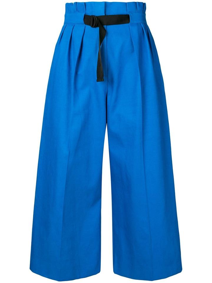 Kenzo Cropped Wide Leg Trousers - Blue