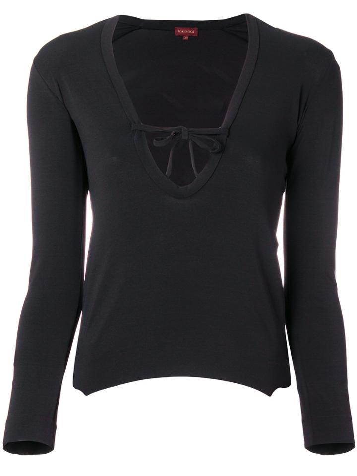 Romeo Gigli Vintage Tied V-neck Blouse - Black