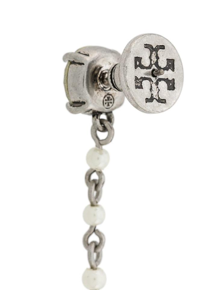 Tory Burch Hanging Gem Earrings - Silver