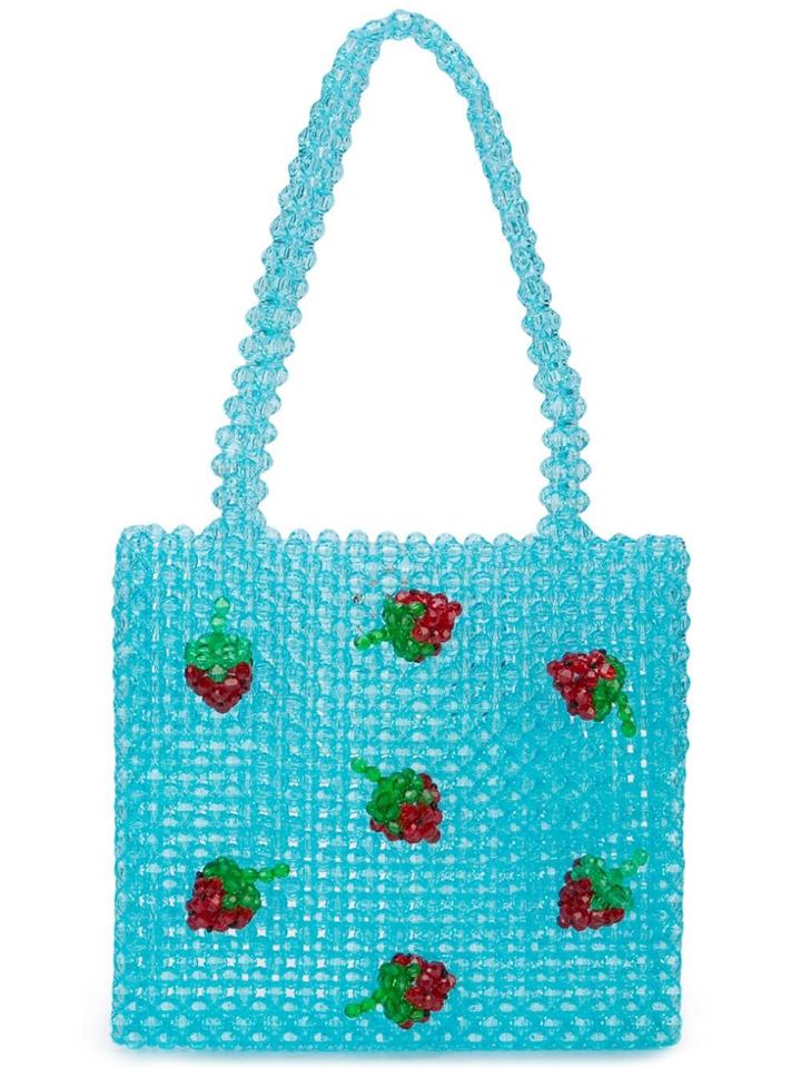 Susan Alexandra Strawberry Beaded Tote - Blue
