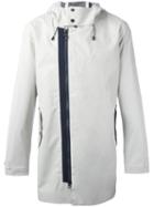 Z Zegna Dislocated Zip Hooded Jacket, Men's, Size: Medium, Grey, Cotton/polyester