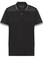 Prada Gabardine Panel Polo Shirt - Black