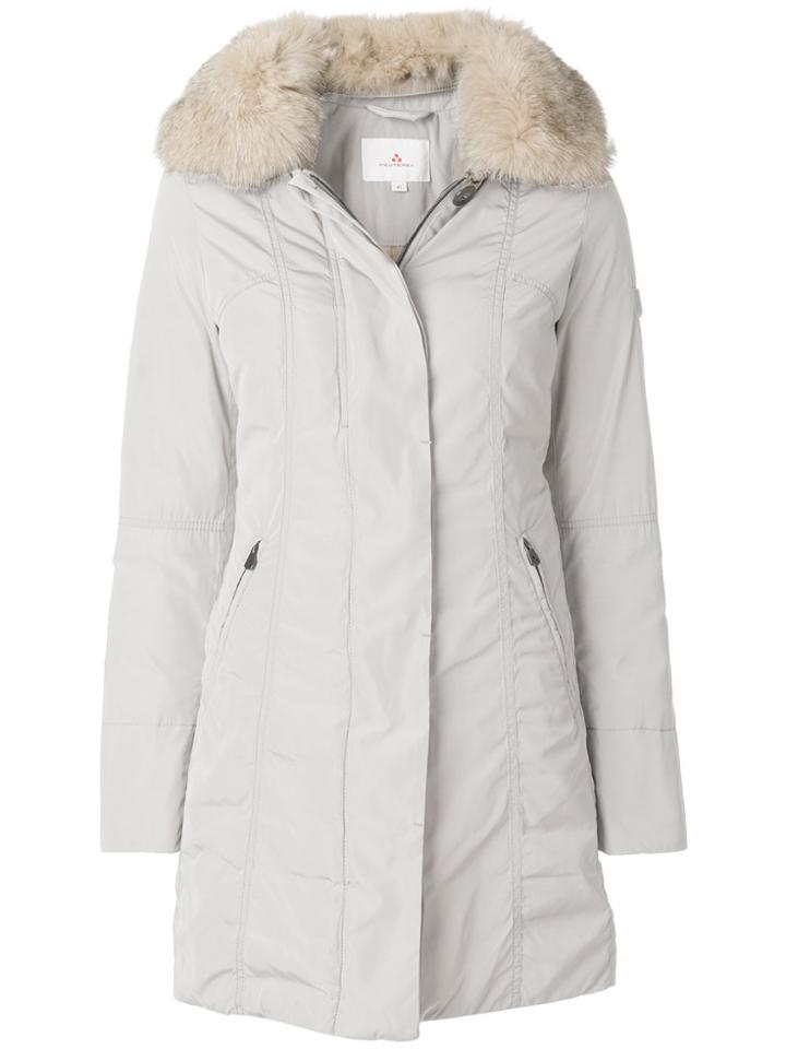 Peuterey Buttoned Fur Collar Coat - Nude & Neutrals