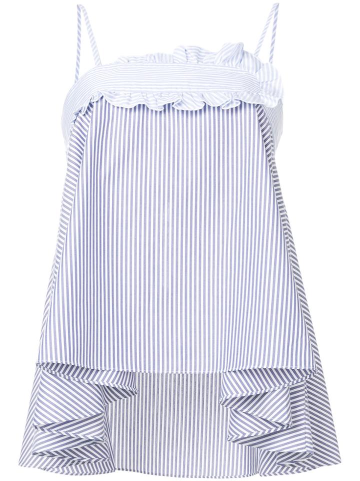 Carven Striped Peplum Cami - Blue