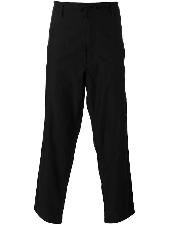 Yohji Yamamoto Regular String Tie Trousers, Men's, Size: I, Black, Cotton