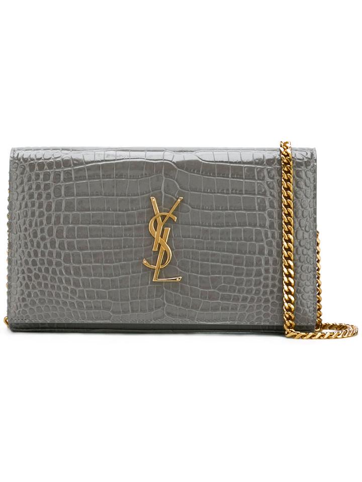 Saint Laurent - Monogram Shoulder Bag - Women - Calf Leather - One Size, Women's, Grey, Calf Leather