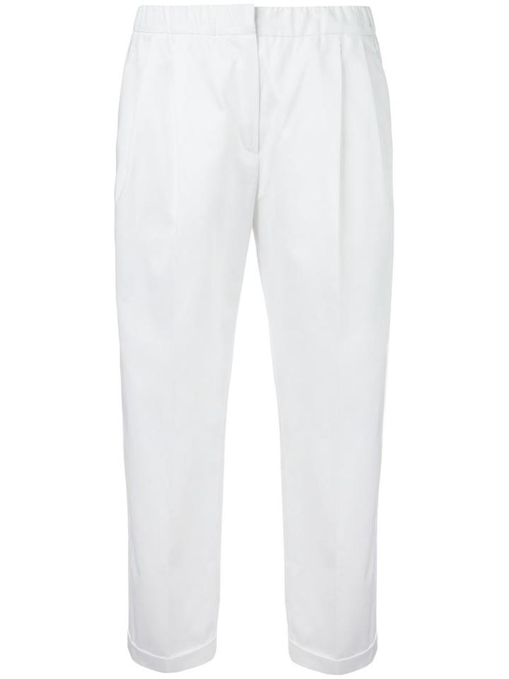Odeeh Cropped Trousers, Women's, Size: 38, White, Cotton