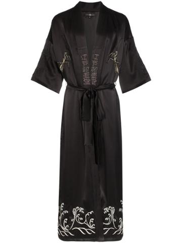 Edward Crutchley Embroidered Kimono Coat - Black