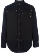 Givenchy Contrast Panel Shirt, Men's, Size: Large, Blue, Cotton