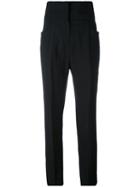 Ermanno Scervino - High-waisted Trousers - Women - Spandex/elastane/acetate/cupro/viscose - 46, Black, Spandex/elastane/acetate/cupro/viscose
