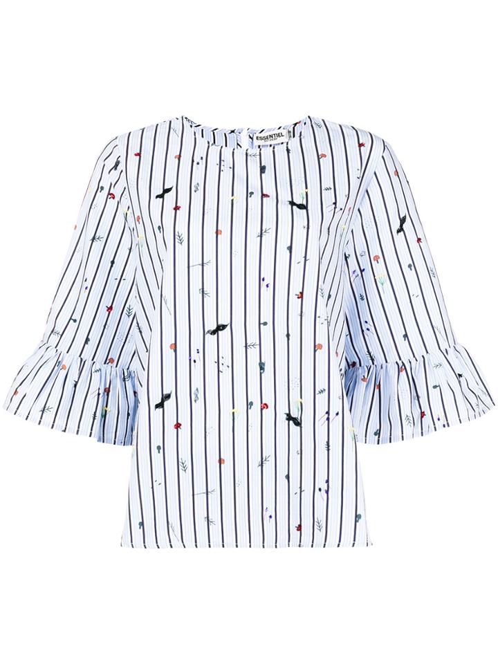 Essentiel Antwerp Ritbull Striped Embellished Blouse - Blue