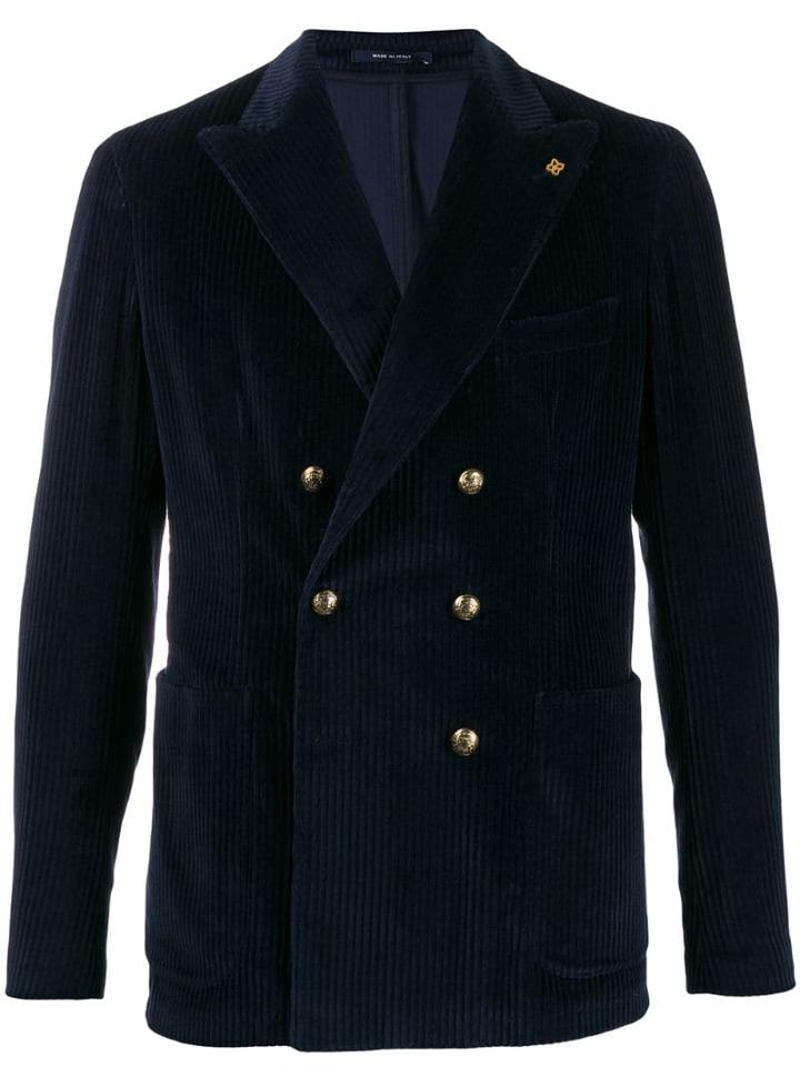 Tagliatore Fitted Double-breated Blazer - Blue