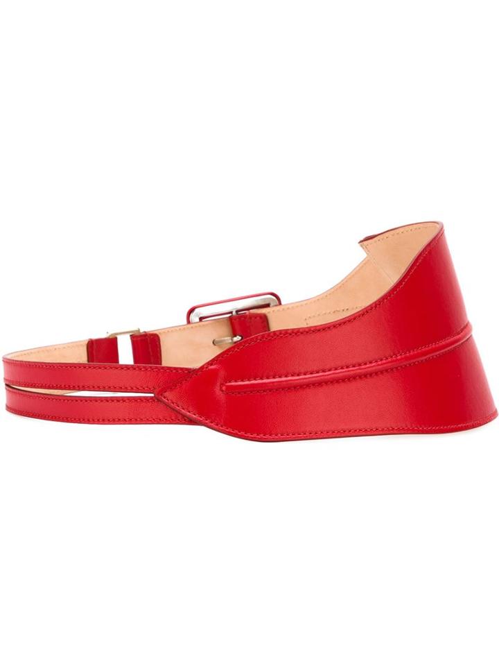 Emanuel Ungaro Leather Waist Belt, Women's, Size: S, Red, Leather