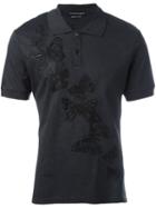 Alexander Mcqueen Butterfly Embossed Polo Shirt, Men's, Size: Xs, Grey, Cotton