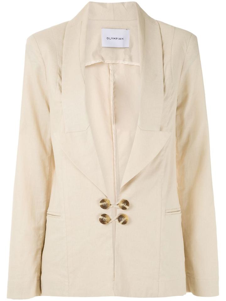 Olympiah Bryone Plunge Neck Blazer - Neutrals