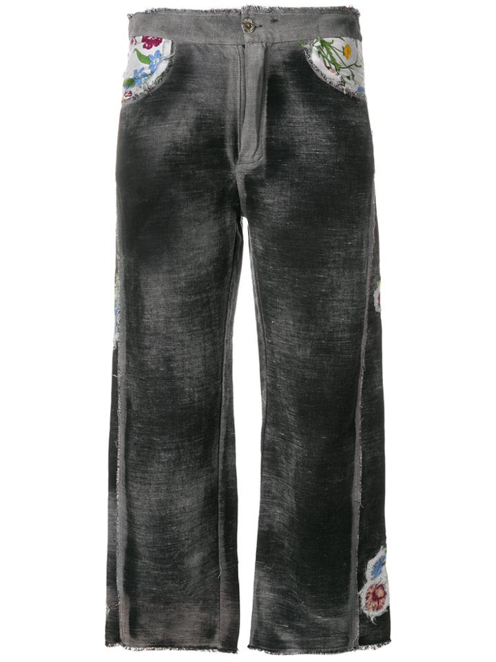 Avant Toi Embroidered Cropped Trousers - Black