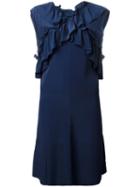 Marni - Sleeveless Ruffled Dress - Women - Silk/acetate - 44, Blue, Silk/acetate