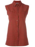 Diesel Sleeveless Plaid Shirt, Women's, Size: S, Red, Cotton
