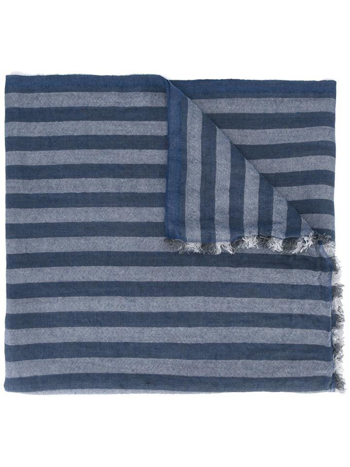 Ermenegildo Zegna Striped Scarf, Men's, Blue, Silk/linen/flax/cashmere