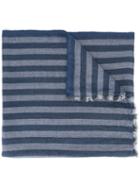 Ermenegildo Zegna Striped Scarf, Men's, Blue, Silk/linen/flax/cashmere