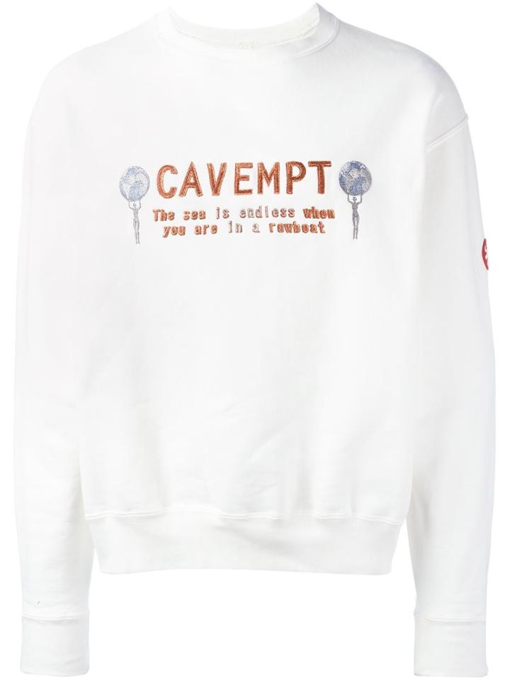 C.e. Slogan Embroidered Top, Men's, Size: Medium, White, Cotton