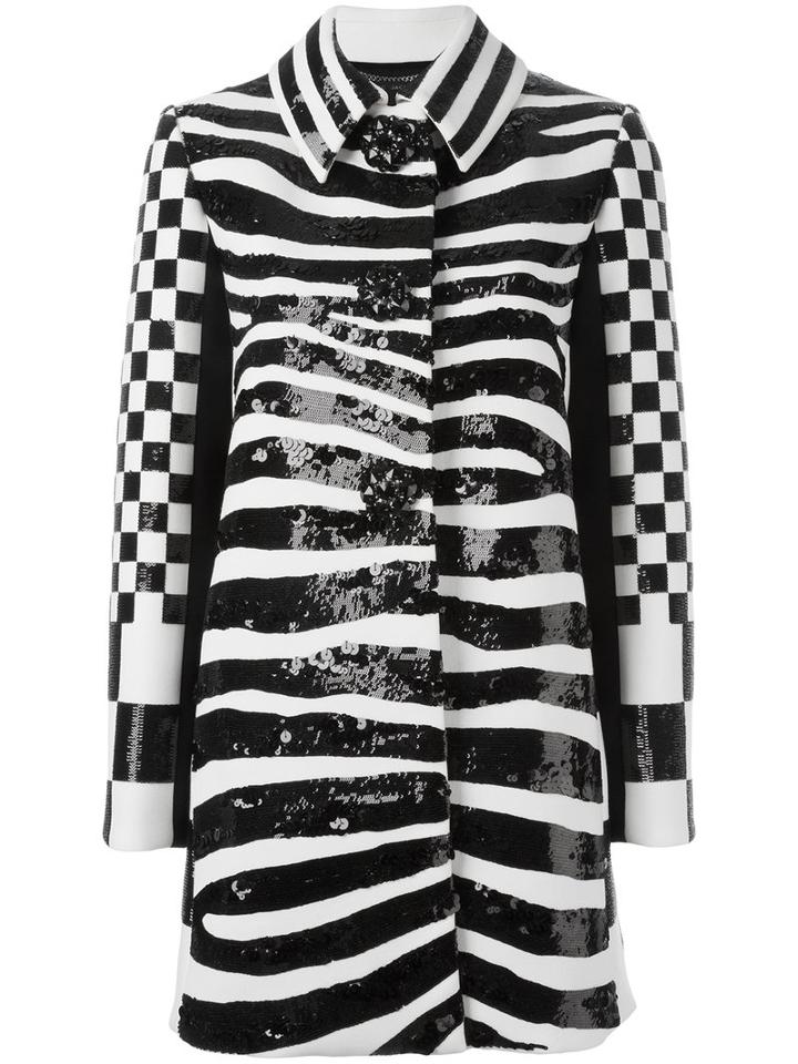 Marc Jacobs Zebra Print Coat, Women's, Size: 2, Black, Polyester/wool/silk