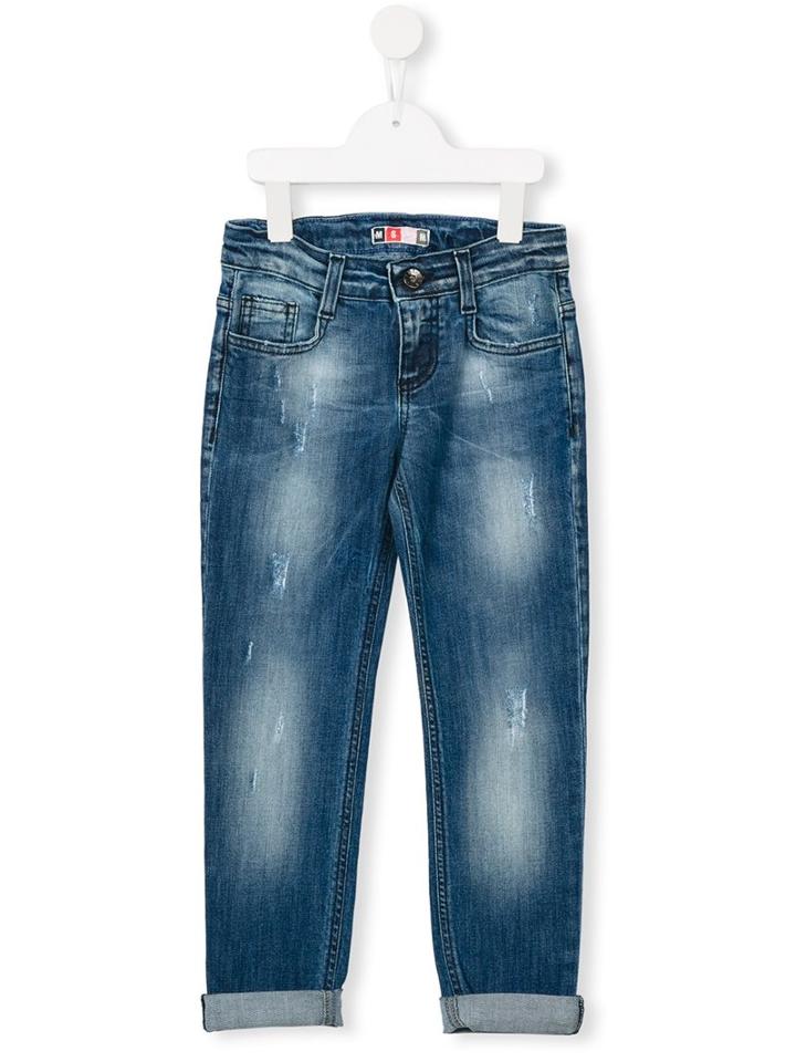 Msgm Kids Distressed Jeans, Girl's, Size: 10 Yrs, Blue