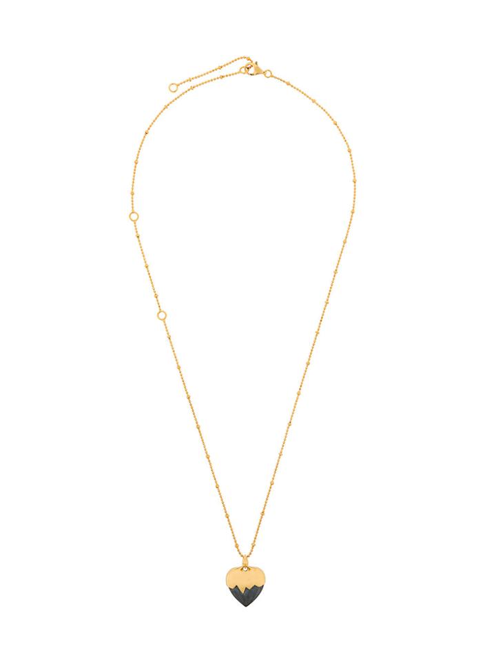 Kasun London Black Heart Pendant Necklace - Metallic