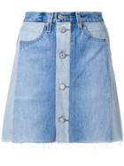 Re/done High Waisted Button Front Mini Skirt - Blue