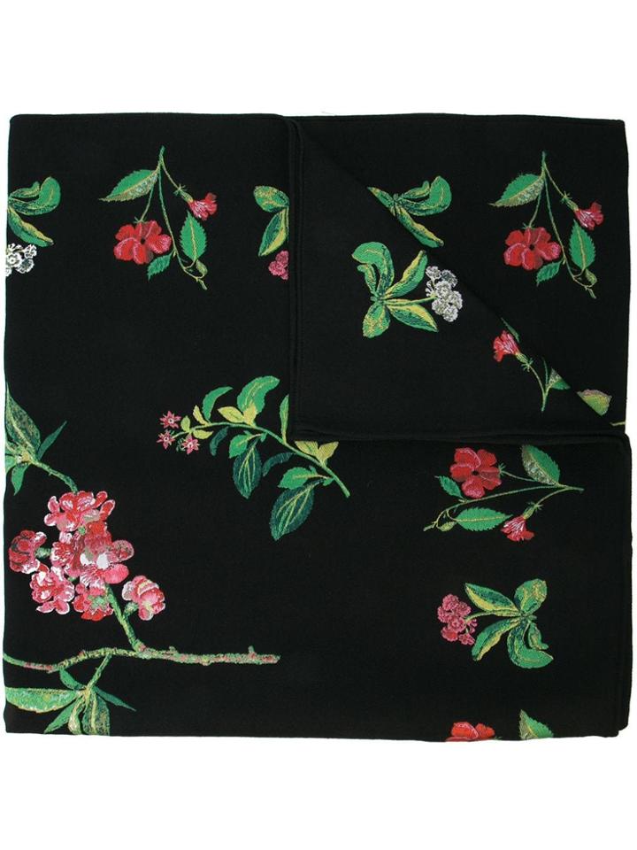 Oscar De La Renta Wide Botanical Scarf - Black