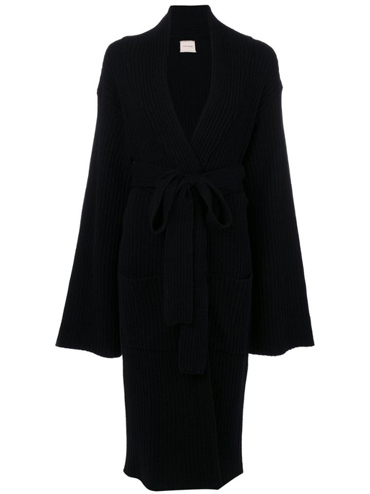Fine Edge Belted Coat - Black