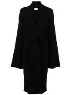 Fine Edge Belted Coat - Black