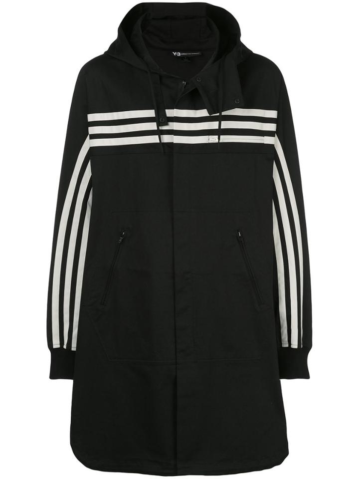 Y-3 Gabardine Hooded Coat - Black