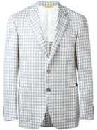 Canali Checked Blazer, Men's, Size: 50, Grey, Silk/linen/flax/wool/cupro