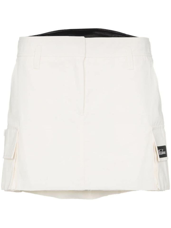 We11done Utility Side Pocket Cotton Blend Mini Skirt - White