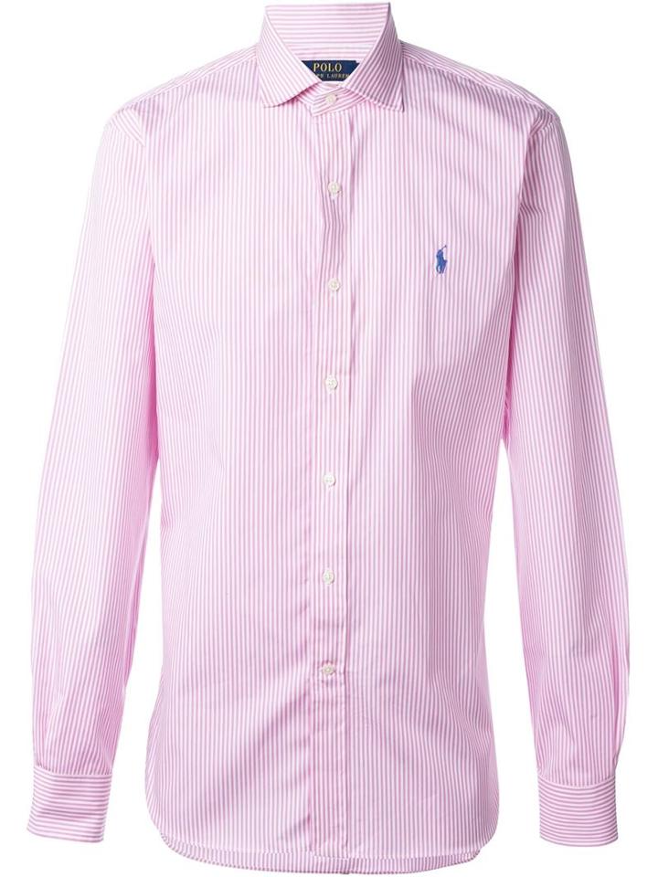 Polo Ralph Lauren Striped Button Down Shirt, Men's, Size: 17 1/2, Pink/purple, Cotton