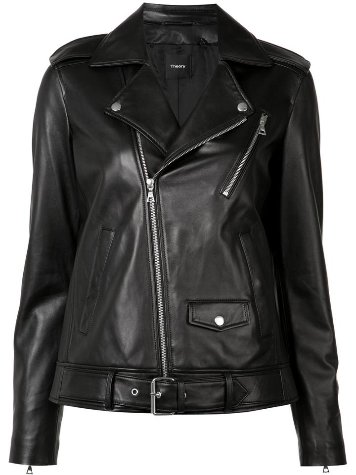 Theory Boxy Biker Jacket, Women's, Size: Xs, Black, Rayon/lamb Skin