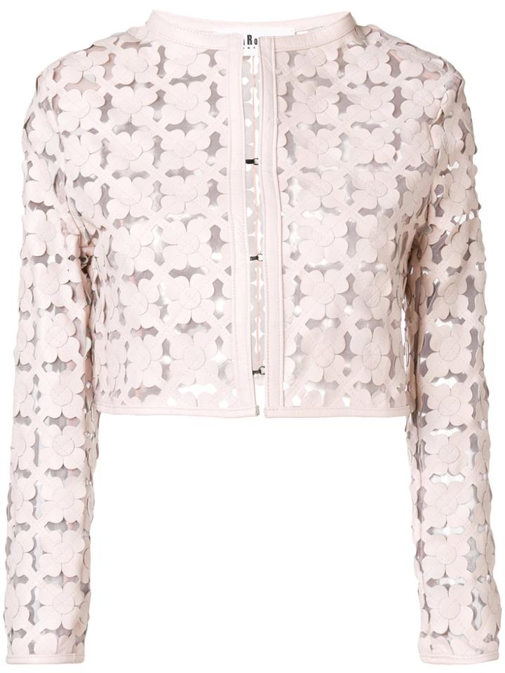 Caban Romantic Laser Cut Floral Bolero - Pink & Purple