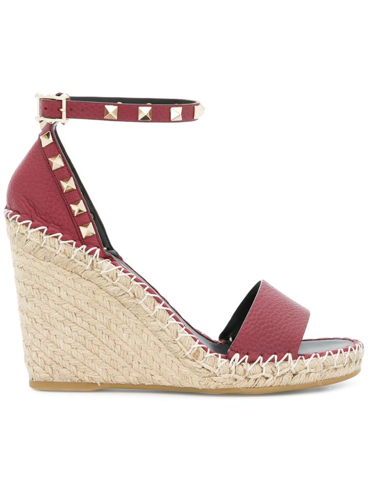 Valentino Valentino Garavino Rockstud Wedge Sandals - Red