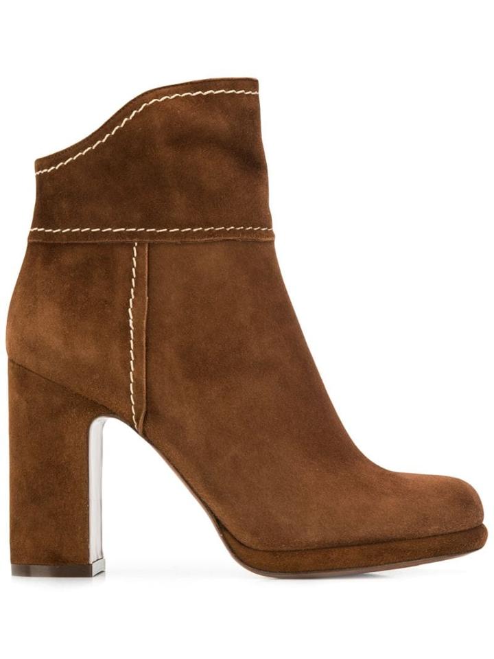 L'autre Chose High Heeled Ankle Boots - Brown