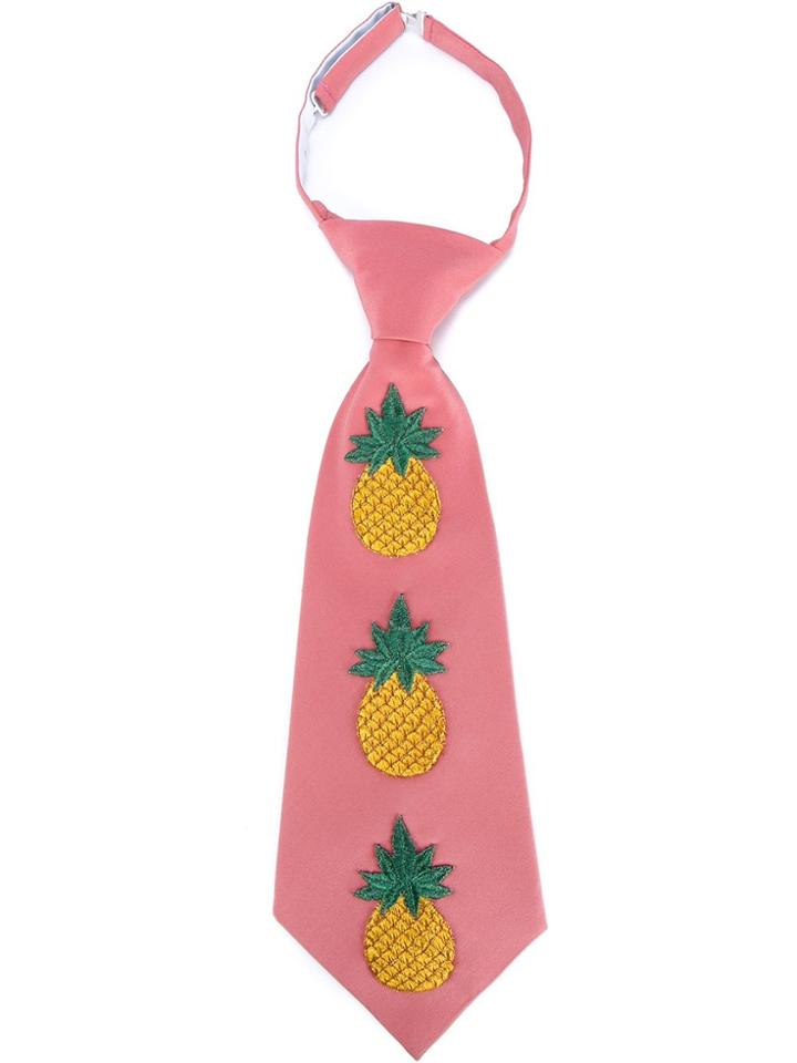 Gucci Embroidered Pineapple Silk-blend Tie - Pink & Purple
