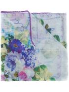 Etro Floral Print Sheer Scarf - Pink & Purple