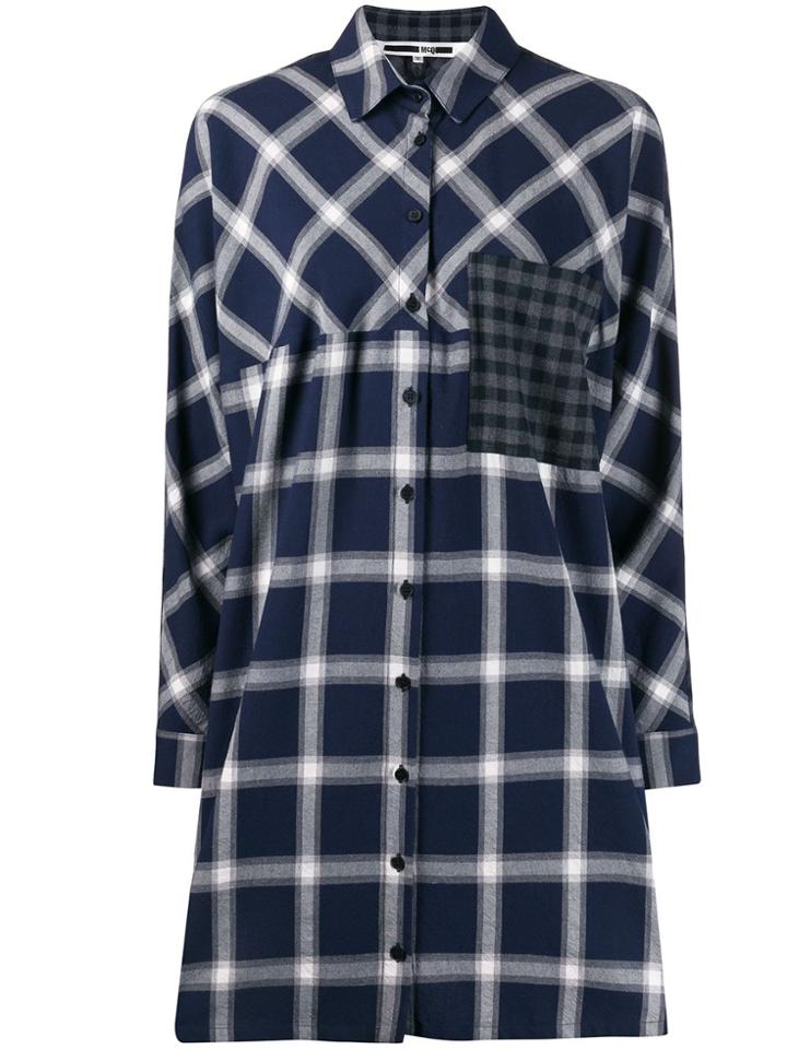 Mcq Alexander Mcqueen Check Shirt Dress - Blue