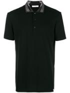 Versace Collection Greek Key Printed Collar Polo Shirt - Black