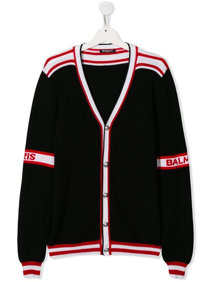 Balmain Kids Teen Decorative Button Cardigan - Black