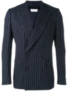 Dries Van Noten Pin Stripe Blazer, Men's, Size: 50, Blue, Linen/flax/wool
