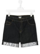 Kenzo Kids Rolled-hem Denim Shorts - Blue
