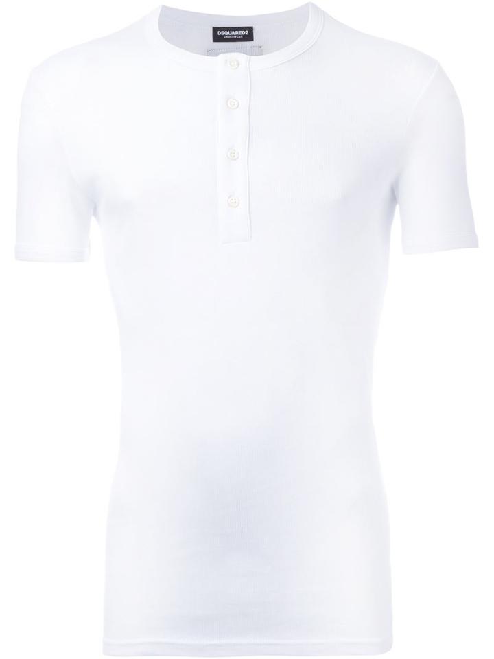 Dsquared2 Henley T-shirt, Men's, Size: Xs, White, Cotton/spandex/elastane