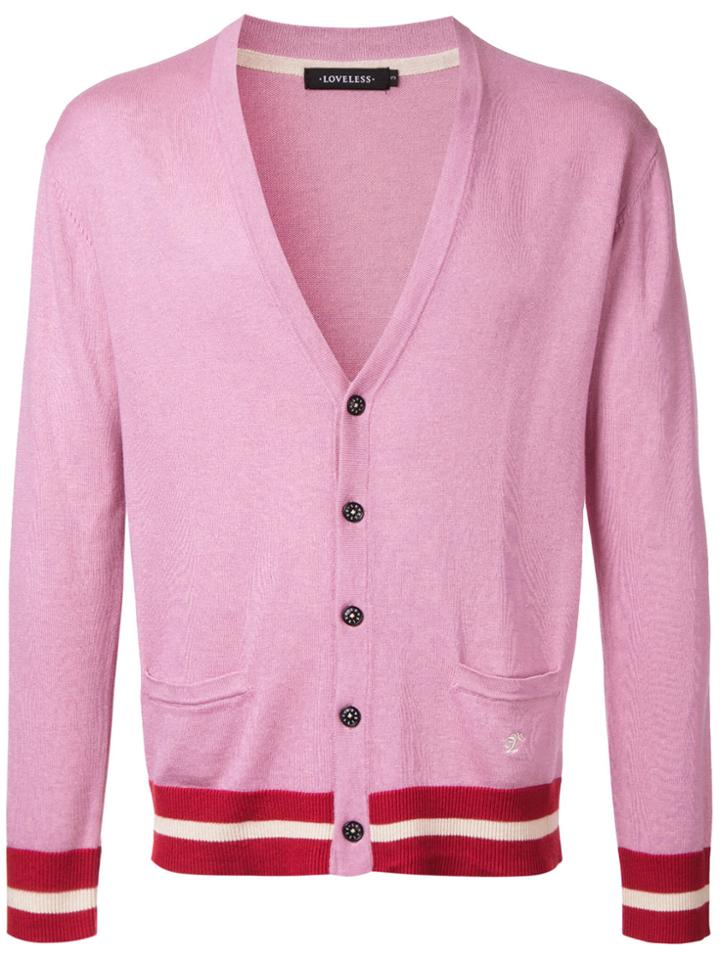Loveless Striped Trim Cardigan - Pink & Purple