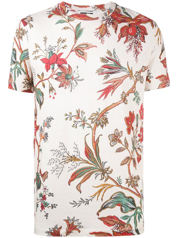 Mcq Alexander Mcqueen - Floral Embroidered T-shirt - Men - Cotton - L, Nude/neutrals, Cotton